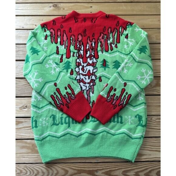 Liquid Death Graphic Sweater Size Large Men’s Green Red - Picture 2 of 7